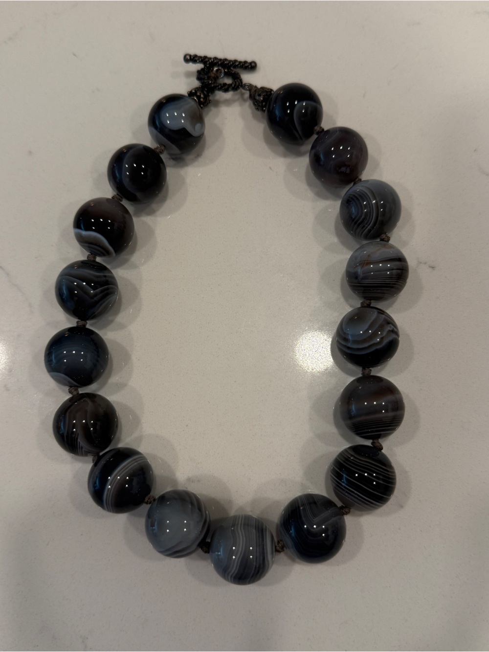Black and Gray Beaded Necklace